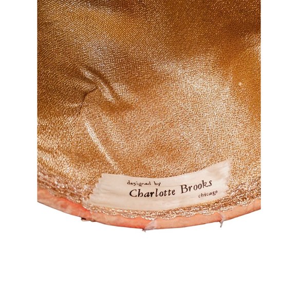 vintage 1950's‎ hat floral peachy orange movement by Charlotte Brooks Chicago - Picture 9 of 12